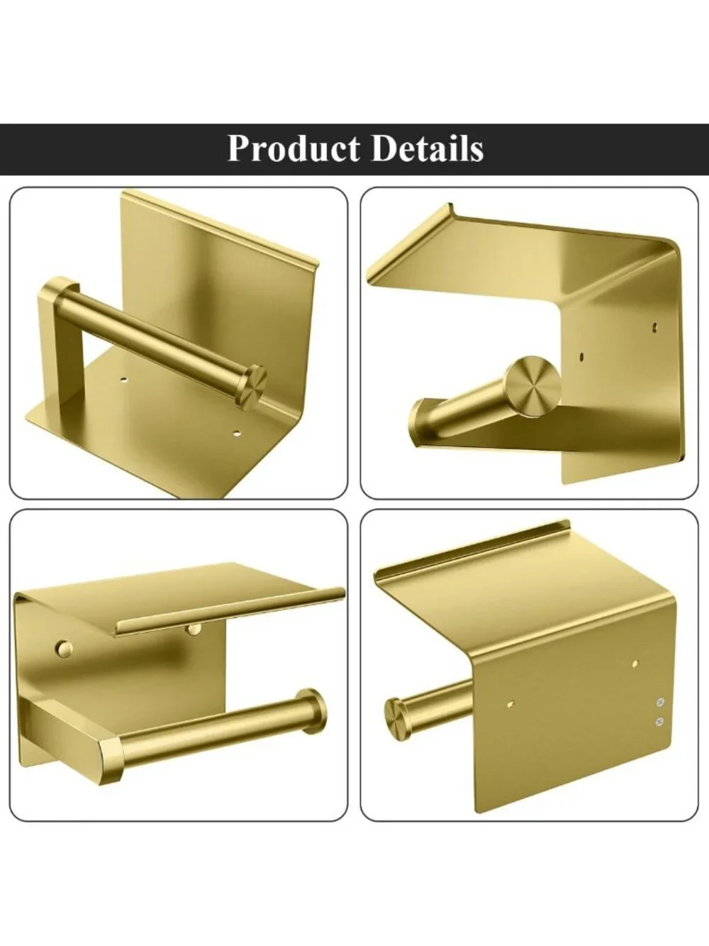 Multifunctional Toilet Paper Holder with Phone Shelf, Rustproof Stainless Steel